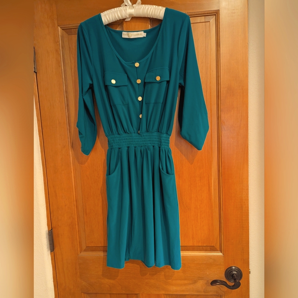 Tracy Negoshian Teal Long Sleeve Dress